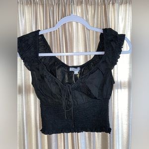 Black Tie Front Crop Top!! NWOT!